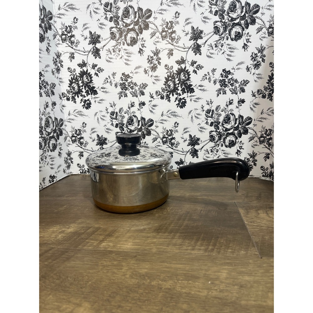 Vintage Revere Ware 1 Qt Copper Clad Bottom Saucepan with Lid 93k Made in USA